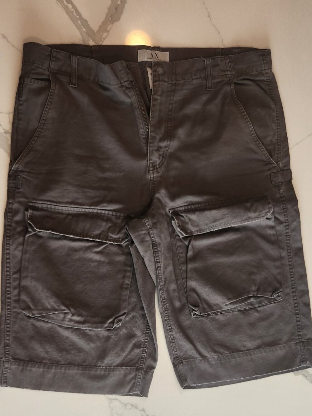 A|X Armani Exchange Men's Charcoal Grey Utility Cargo Shorts